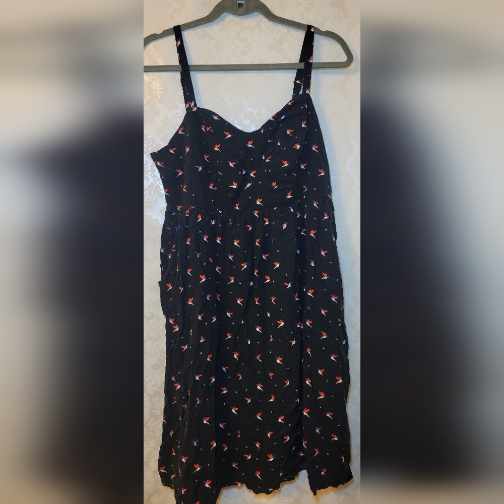 Torrid Black Dress with Red Floral Accents